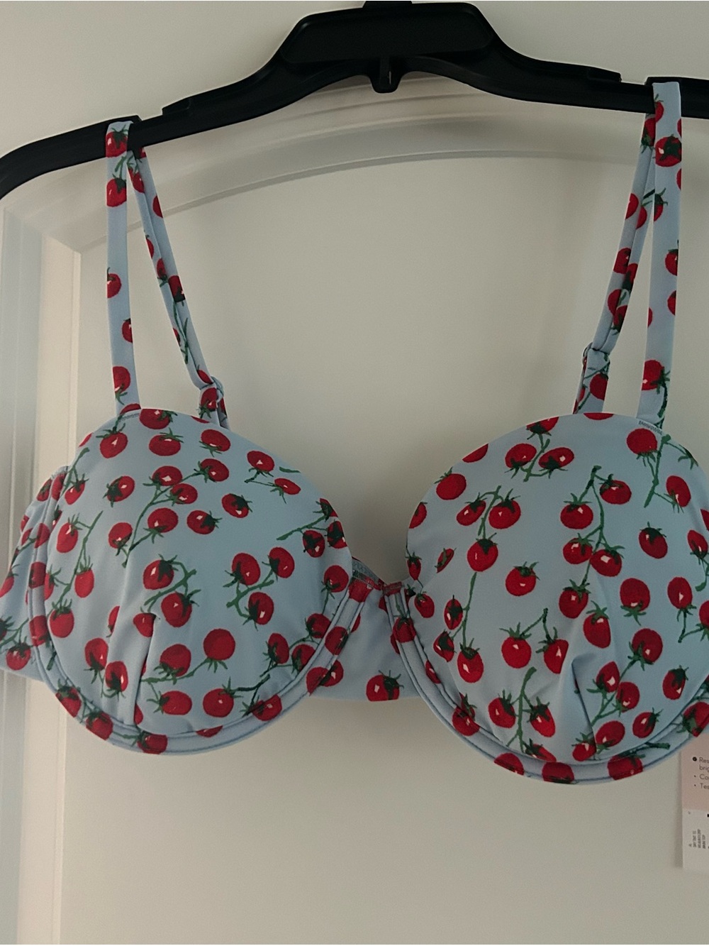 Cherry Print Light Blue Bikini